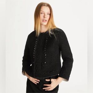Tory Burch Iridescent Velvet Quilted Jacket Size 14